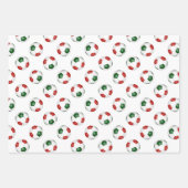 スポーツセット赤い緑のサッカーボールの調整 ラッピングペーパーシート (正面3)