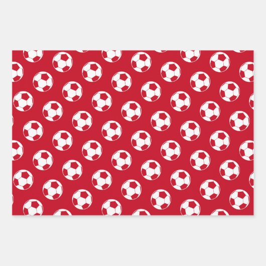 スポーツセット赤い緑のサッカーボールの調整 ラッピングペーパーシート (正面2)