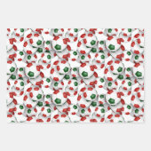 スポーツセット赤い緑のサッカーボールの調整 ラッピングペーパーシート (正面)