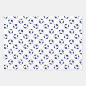 スポーツセット青い白いサッカーボールの調整 ラッピングペーパーシート (正面3)