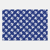 スポーツセット青い白いサッカーボールの調整 ラッピングペーパーシート (正面2)