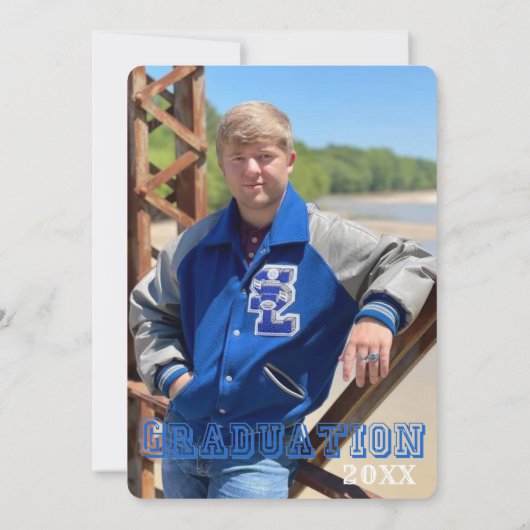 スポーツタイポグラフィ写真の追加の卒業パーティーの招待 招待状 (裏面)