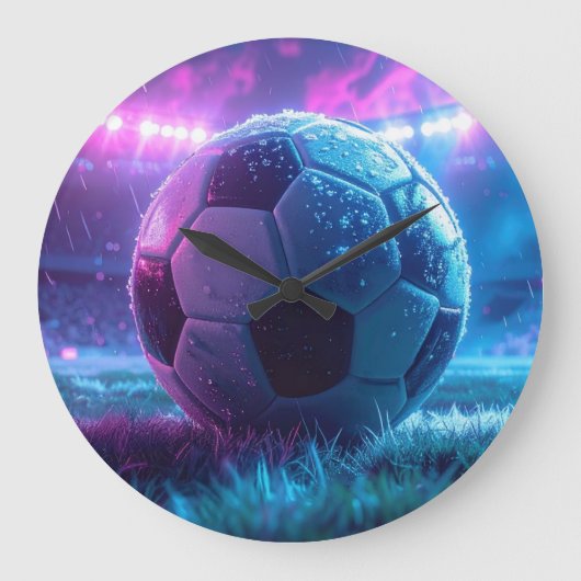 スポーツタイミングに最適なサッカークロック ラージ壁時計 (正面)