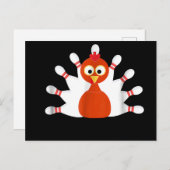 スポーツターキーとボーリング – 感謝祭 案内ポストカード (正面/裏面)