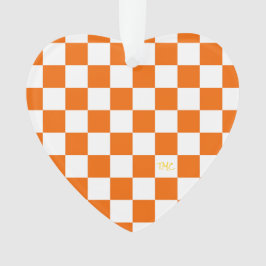 スポーツチェッカーボードイニシャルオレンジホワイトチーム オーナメント