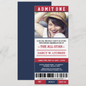 スポーツチケットのウェディングシャワーパーティーの招待状 招待状 (正面/裏面)