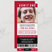 スポーツチケットのバチェラーパーティー招待状 招待状 (正面/裏面)