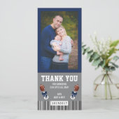 スポーツチケットの感謝カード、青と灰色 招待状 (スタンド正面)