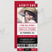 スポーツチケットの誕生日パーティー招待状 招待状 (正面/裏面)