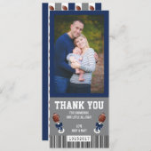 スポーツチケットサンキューカード、青と灰色 招待状 (正面/裏面)