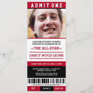 スポーツチケットバチュラーパーティ招待状 招待状
