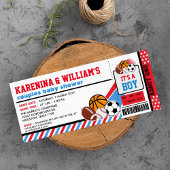 スポーツチケットパスカップルズベビーシャワー招待状 招待状