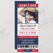 スポーツチケットブライダルシャワーパーティー招待状 招待状 (正面/裏面)