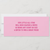 スポーツチケットベビーシャワー招待状ピンクチアリーダー 招待状 (裏面)