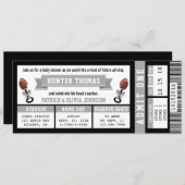 スポーツチケットベビーシャワー招待状ブラック、グレー 招待状 (正面/裏面)