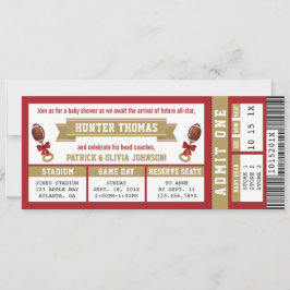 スポーツチケットベビーシャワー招待状緋色、金ゴールド 招待状