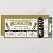 スポーツチケットベビーシャワー招待状、ブラック、金ゴールド 招待状 (正面/裏面)