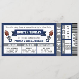 スポーツチケットベビーシャワー招待状、ブルー、グレー 招待状