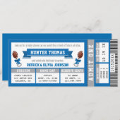 スポーツチケットベビーシャワー招待状、ブルー、シルバー 招待状 (正面/裏面)