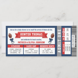 スポーツチケットベビーシャワー招待状、ブルー、レッド 招待状