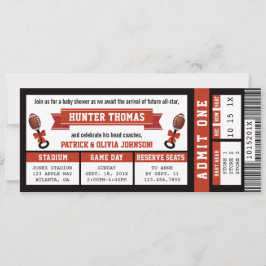スポーツチケットベビーシャワー招待状、黒、赤 招待状