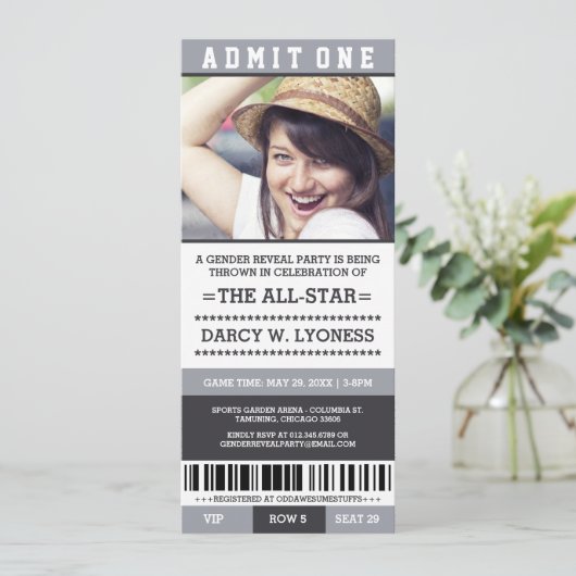 スポーツチケット性別発表パーティー招待状 招待状 (スタンド正面)
