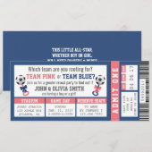 スポーツチケット性別発表招待状 サッカー 招待状 (正面/裏面)