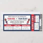 スポーツチケット性別発表招待状、フットボール 招待状 (正面)