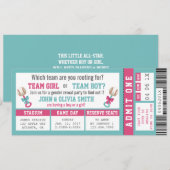 スポーツチケット性別発表招待状、野球 招待状 (正面/裏面)