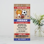 スポーツチケット招待状、スポーツ誕生日招待状 (スタンド正面)