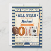 スポーツチケット1st誕生日パーティー 招待状 (正面)