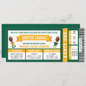 スポーツチケット ベビーシャワー招待状 緑 金 招待状 (正面/裏面)