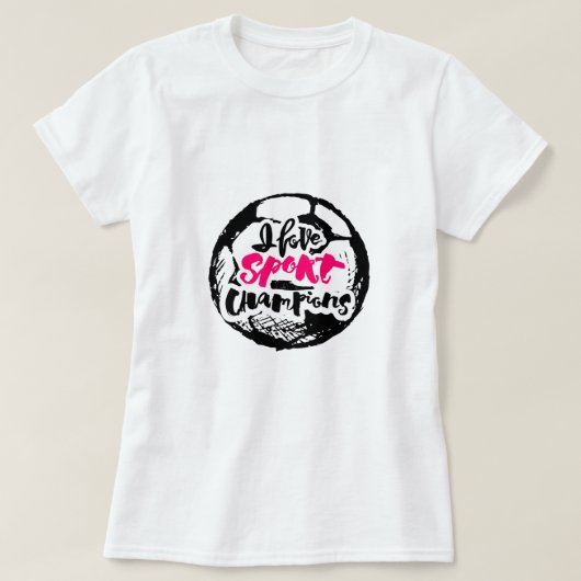 スポーツチャンピオンのタイポグラフィーデザインが好き Tシャツ (デザイン正面)