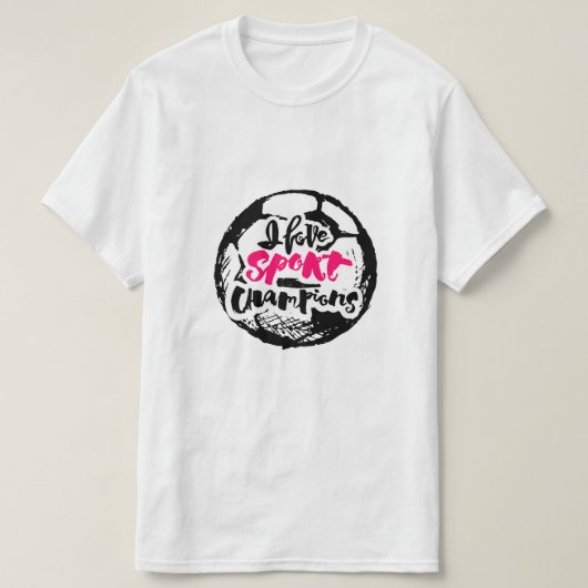 スポーツチャンピオンのタイポグラフィーデザインが好き Tシャツ (デザイン正面)