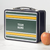 スポーツチームあなたの名前番号緑の金ゴールド白 メタルランチボックス (インサイチュ)