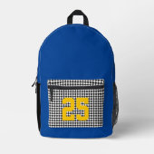 スポーツチームカラー ナンバー チェッカー プレイヤー ファン プリントバックパック (正面)