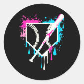 スポーツチームクール野球ホームプレートドリップ付きスプリ ラウンドシール (正面)