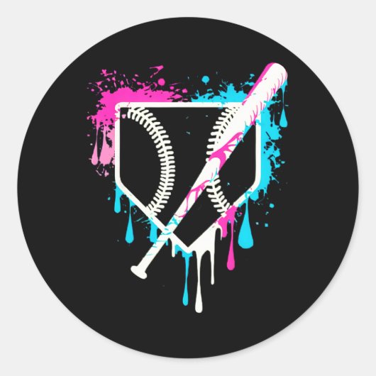 スポーツチームクール野球ホームプレートドリップ付きスプリ ラウンドシール (正面)