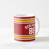 スポーツチームサッカージャージー名前をカスタムする番号 コーヒーマグカップ (正面右)