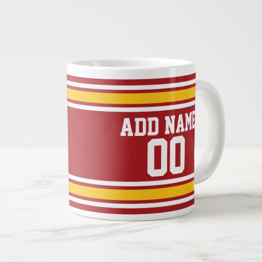スポーツチームサッカージャージー名前をカスタムする番号 ジャンボコーヒーマグカップ (正面右)