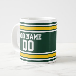 スポーツチームサッカージャージー名前をカスタムする番号 ジャンボコーヒーマグカップ