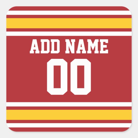 スポーツチームサッカージャージー名前をカスタムする番号 スクエアシール (正面)