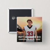スポーツチームプレーヤー | 四角い写真ボタン 缶バッジ (正面&裏面)