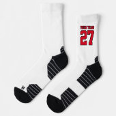 スポーツチームホワイトレッド名番号バスケットボール ソックス (左)