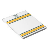 スポーツチーム名グリーン&金ゴールド(白ストライプ) ノートパッド (アングル)