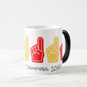 スポーツチーム名チャンピオンズ年赤黄手#1 モーフィングマグカップ