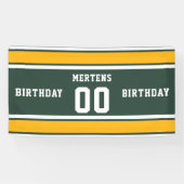 スポーツチーム名番号グリーン金ゴールドホワイト誕生日 横断幕 (横)