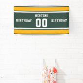 スポーツチーム名番号グリーン金ゴールドホワイト誕生日 横断幕 (インサイチュ)