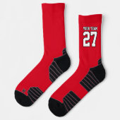 スポーツチーム名番号赤白バスケットボール ソックス (左)