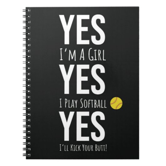 スポーツチーム女子プレーヤー向けのバルクソフトボールのプレゼント ノートブック (正面)